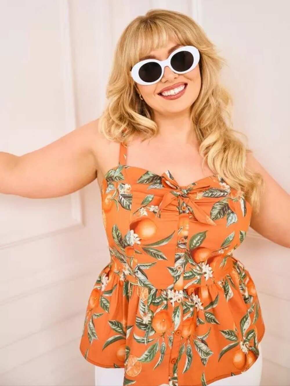 Torrid Retro Chic Orange Groves Peplum Top Size 1X